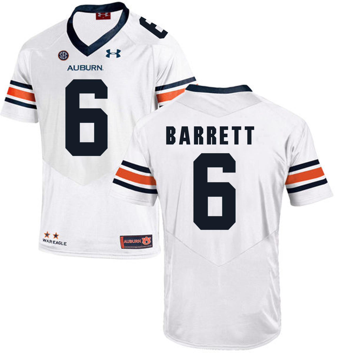 Auburn Tigers 6 Devan Barrett White College Football Jersey