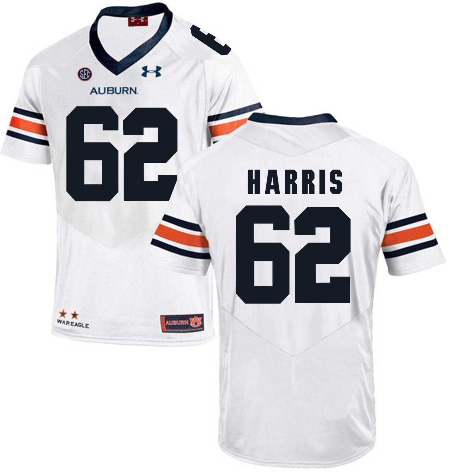 Auburn Tigers 62 Josh Harris White College Football Jersey