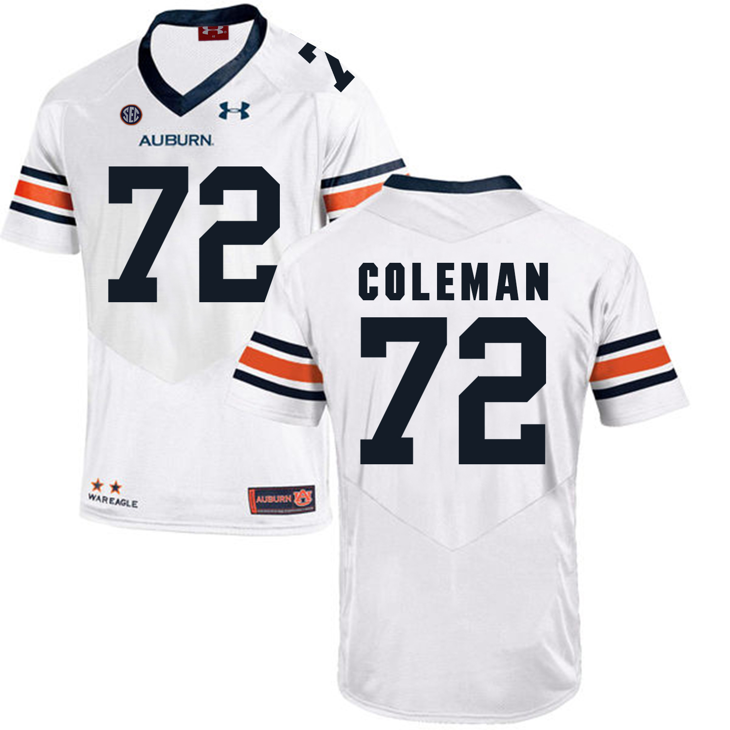 Auburn Tigers 72 Shon Coleman White College Football Jersey