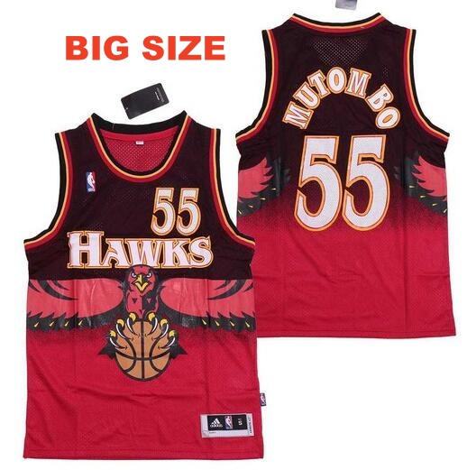 BIG SIZE Men's Atlanta Hawks #55 Dikembe Mutombo 1990 Red Hardwood Classics Soul Swingman Throwback Jersey