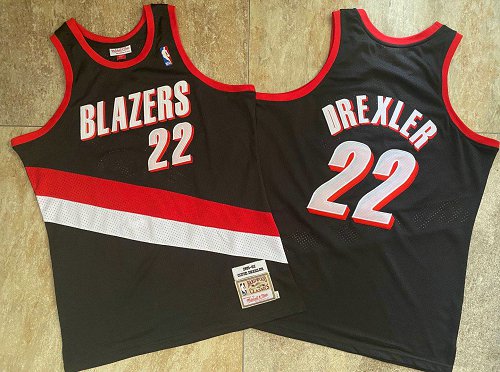 Blazers 22 Clyde Drexler Black 1991-92 Hardwood Classics Swingman Jersey