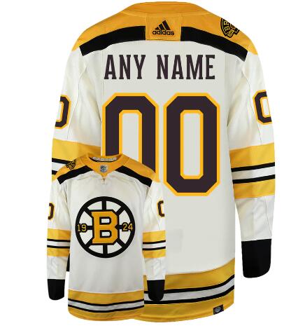 Boston Bruins Custom Third Alternate adidas 100th Centennial Anniversary Primegreen Authentic White Jersey