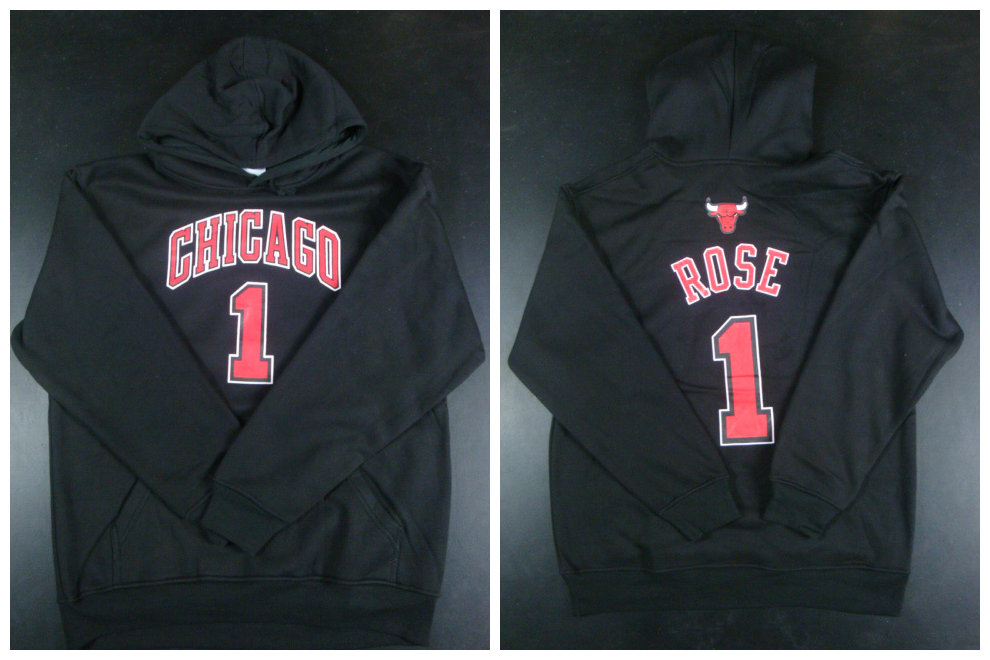 Bulls 1 Derrick Rose Black Pullover Hoodie