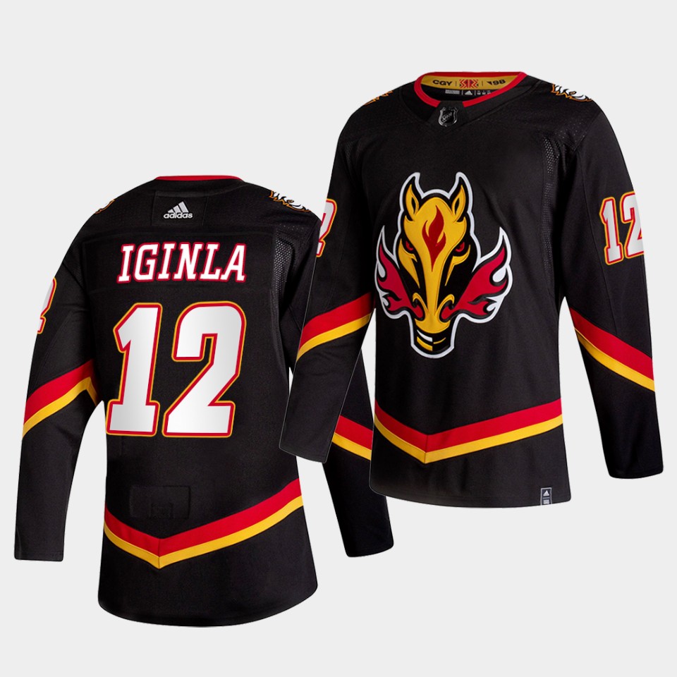 Calgary Flames Jarome Iginla 2021 Reverse Retro Black Special Edition Authentic Jersey