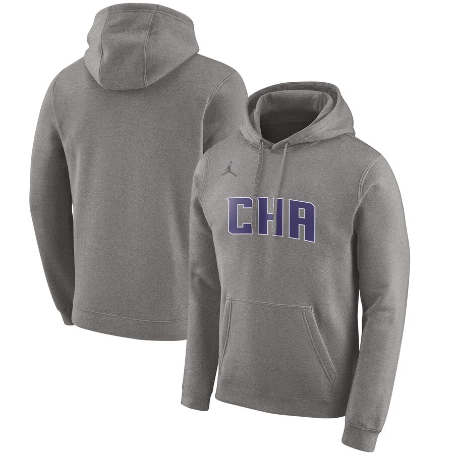 Charlotte Hornets Jordan Brand 2019-20 City Edition Club Pullover Hoodie Heather Gray
