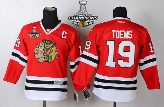 Chicago Blackhawks #19 Janathan Toews Red Kids Jersey W/2015 Stanley Cup Champion Patch