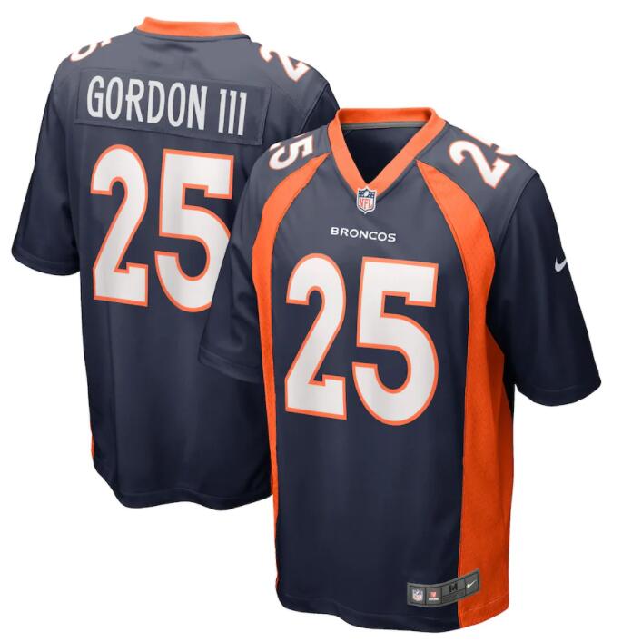 Denver Broncos NO.25 Nike Game Alternate Jersey - College Navy - Melvin Gordon III - Mens