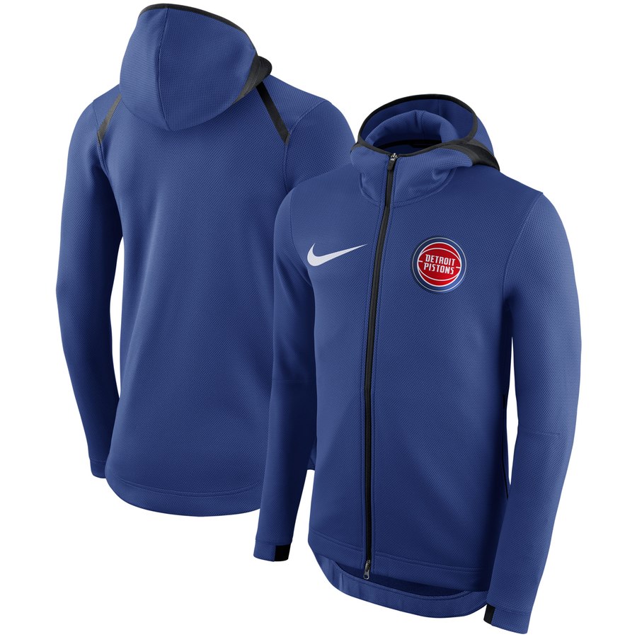 Detroit Pistons Nike Showtime Therma Flex Performance Full Zip Hoodie Blue