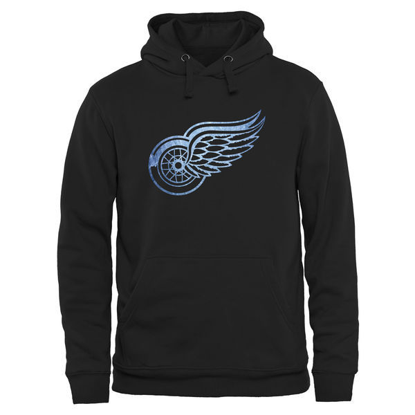 Detroit Red Wings Black Team Logo Men's Pullover Hoodie02