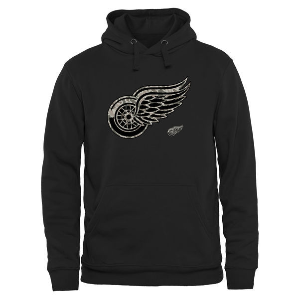Detroit Red Wings Black Team Logo Men's Pullover Hoodie03
