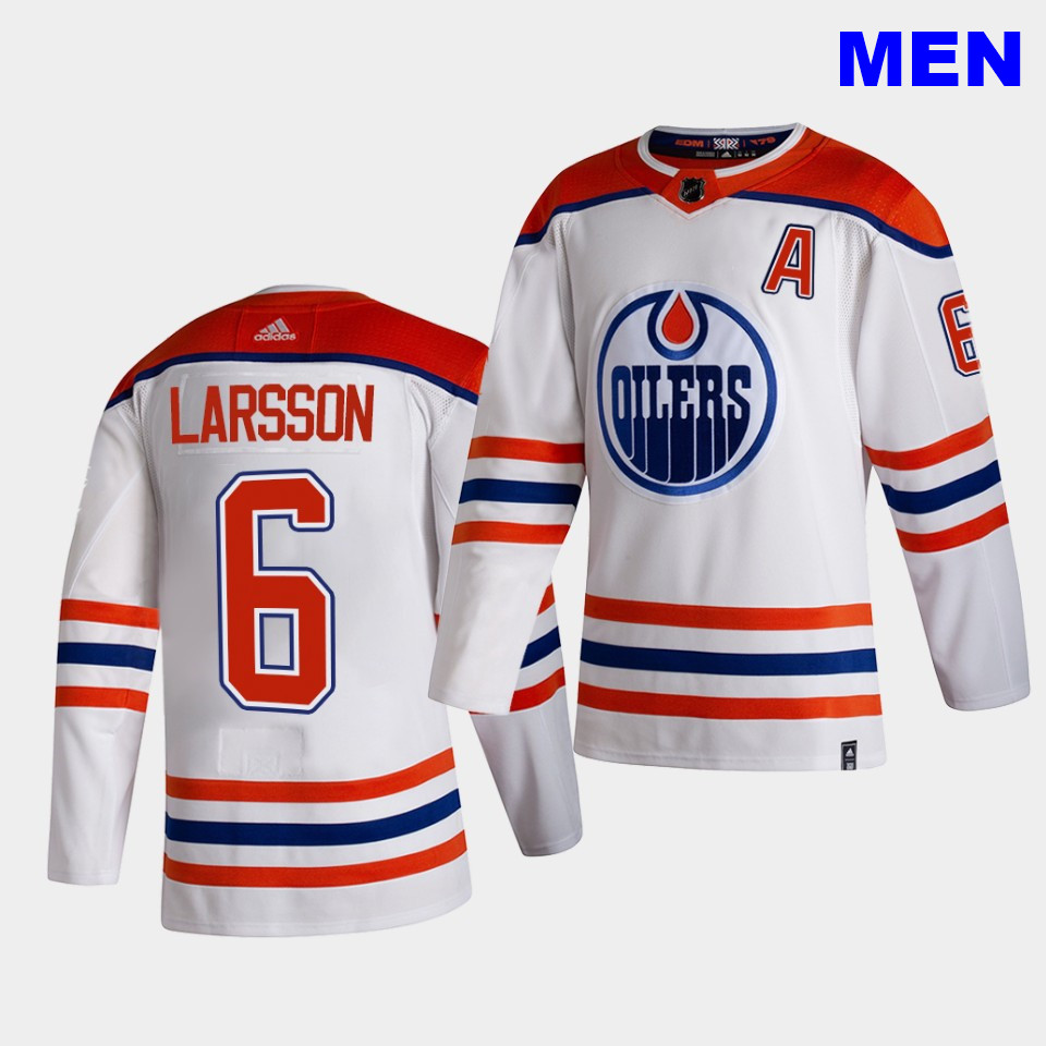 Edmonton Oilers #6 Adam Larsson 2021 Reverse Retro White Special Edition Authentic Jersey