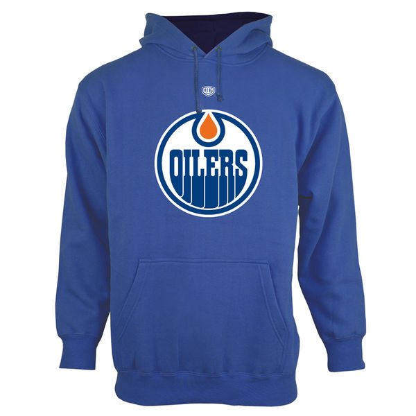 Edmonton Oilers Blue Team Logo Men's Pullover Hoodie02