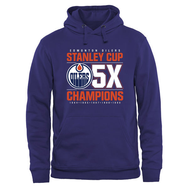 Edmonton Oilers Blue Team Logo Men's Pullover Hoodie03