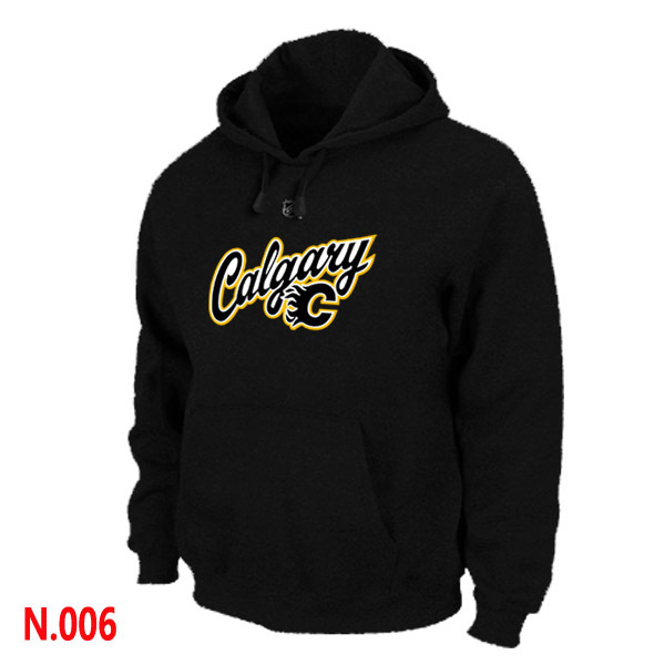 Flames Black Team Logo Pullover Hoodie