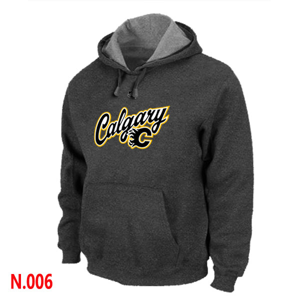 Flames Team Logo Dark Grey Pullover Hoodie