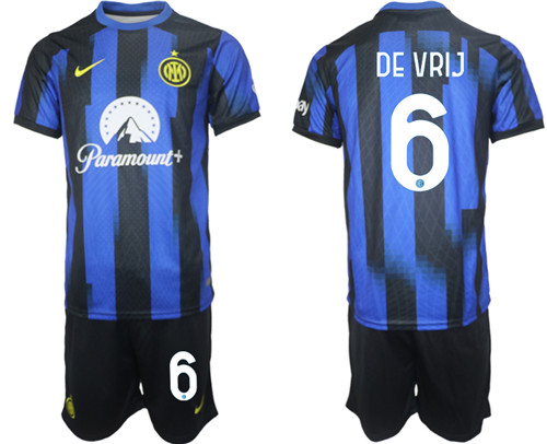 Inter Milan home 6# DE VRIJ 2023-24 suit soccer jerseys