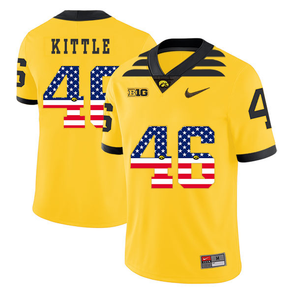 Iowa Hawkeyes 46 George Kittle Yellow USA Flag College Football Jersey