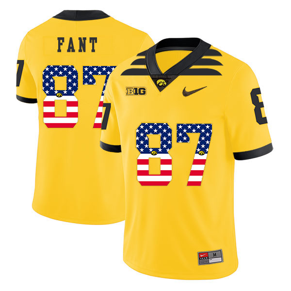 Iowa Hawkeyes 87 Noah Fant Yellow USA Flag College Football Jersey