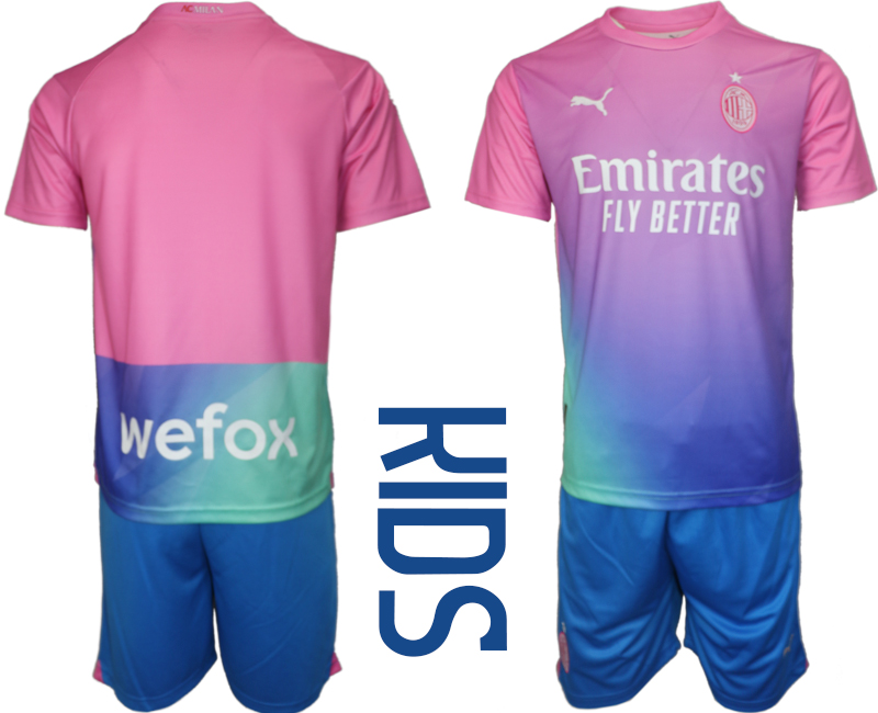 Kids AC Milan Custom any name and number Or Blank away 2023-24 Soccer jerseys