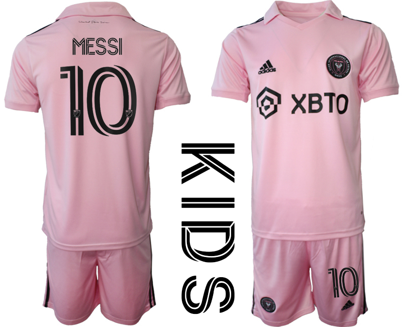 Kids Inter Miami CF home kids 10# MESSI 2023-24 suit soccer jerseys