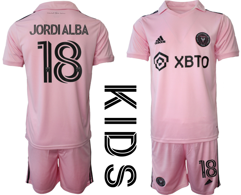 Kids Inter Miami CF home kids 18# JORDIALBA 2023-24 suit soccer jerseys