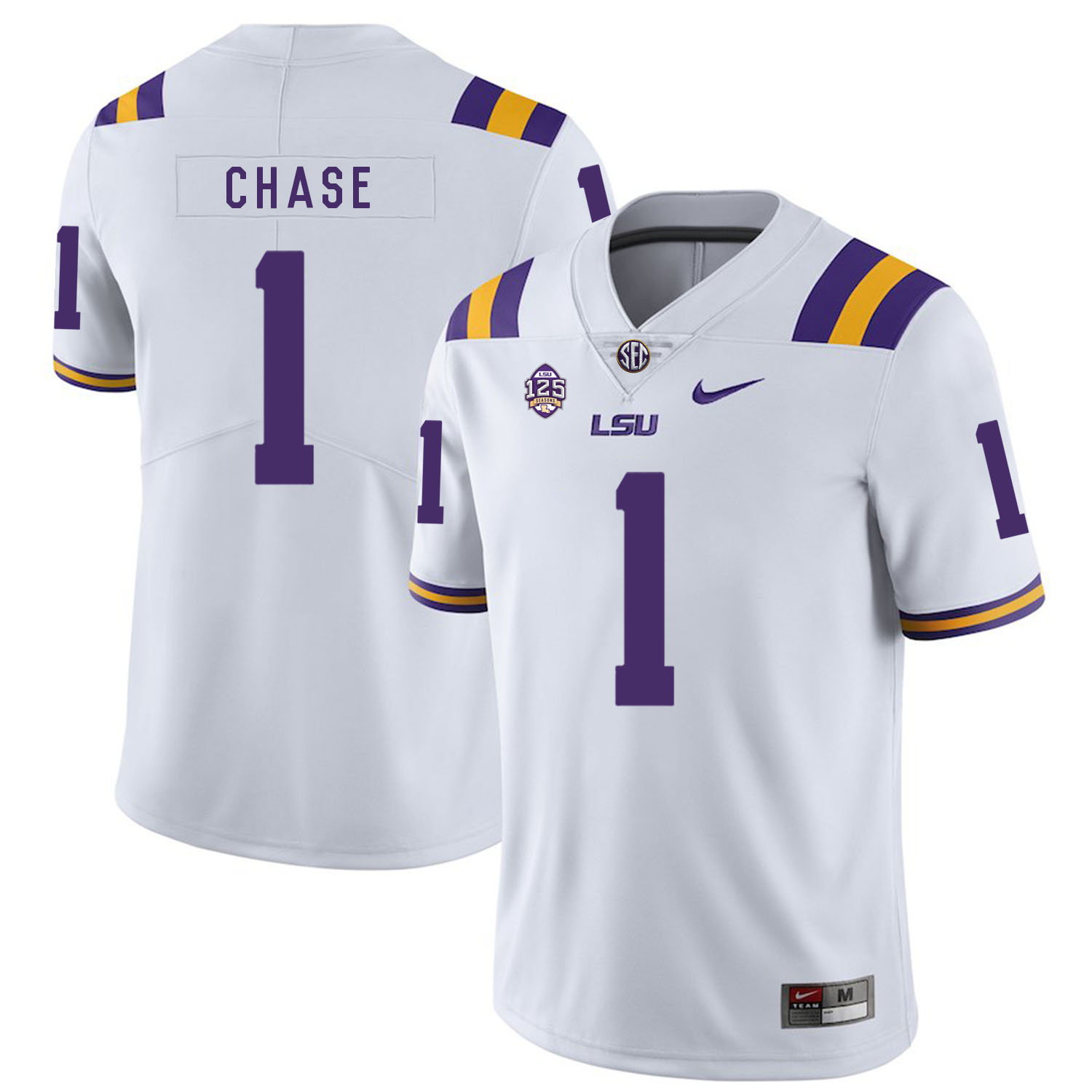 LSU Tigers 1 Ja'marr Chase White Nike College Football Jersey