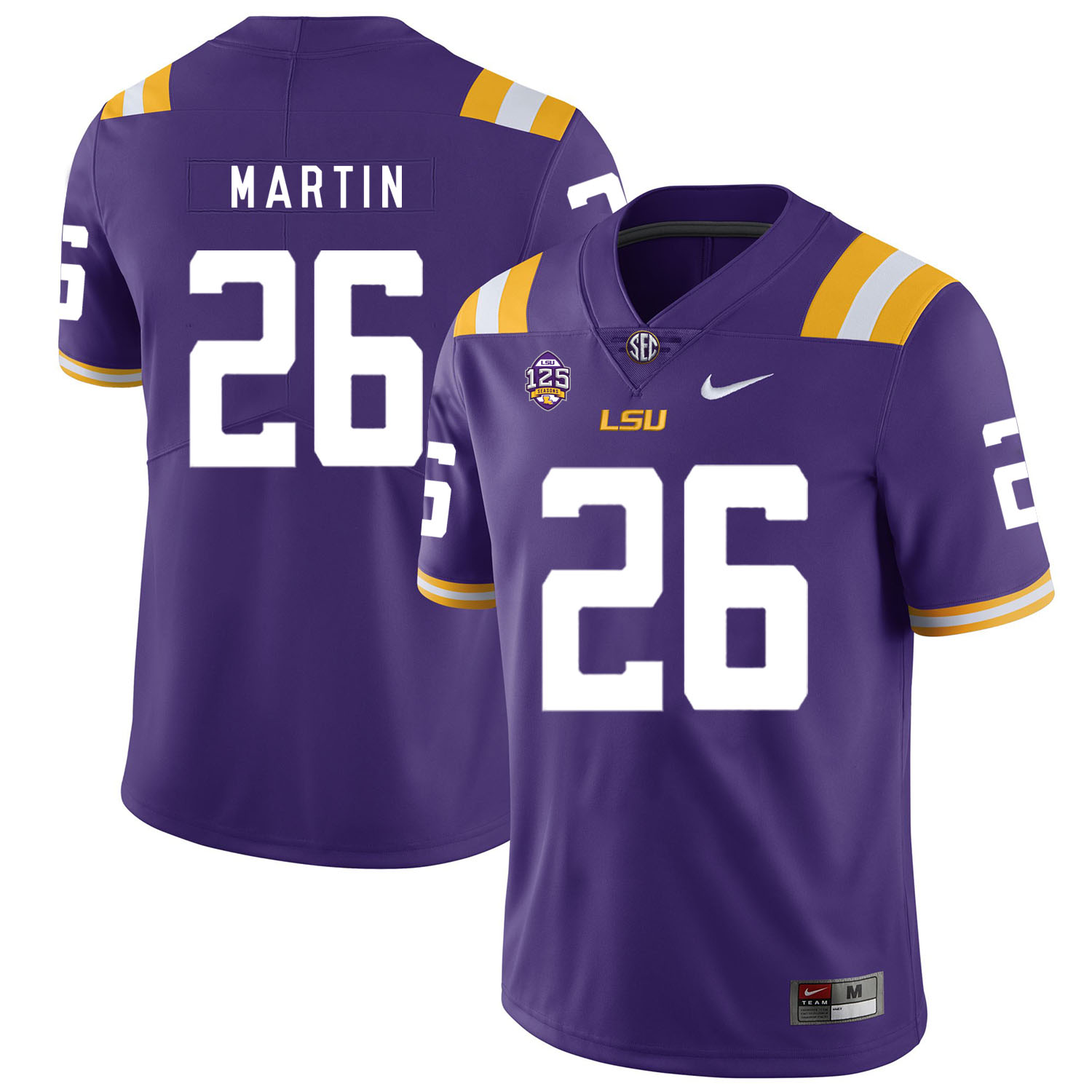 LSU Tigers 26 Ronald Martin Purple Nike College Football Jersey