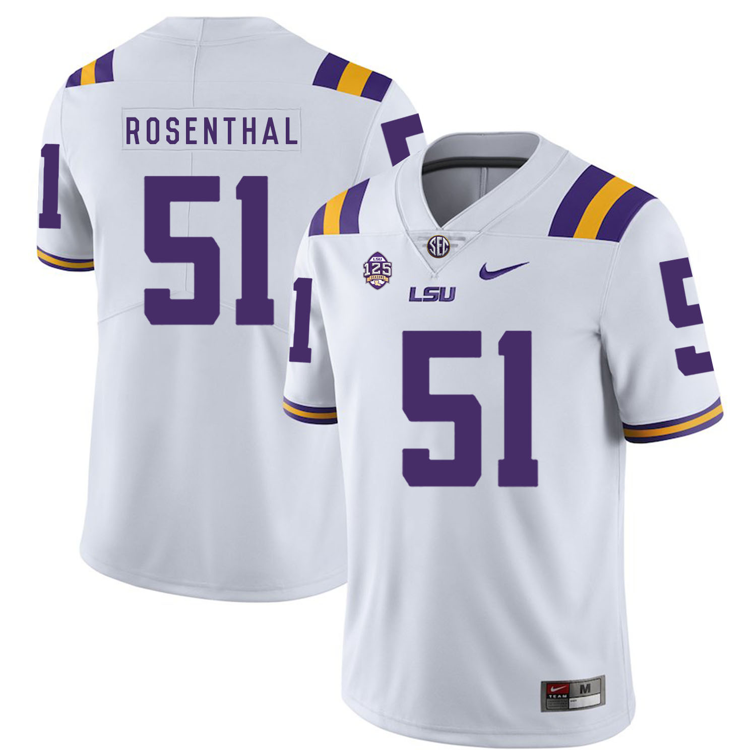 LSU Tigers 51 Dare Rosenthal White Nike College Football Jersey