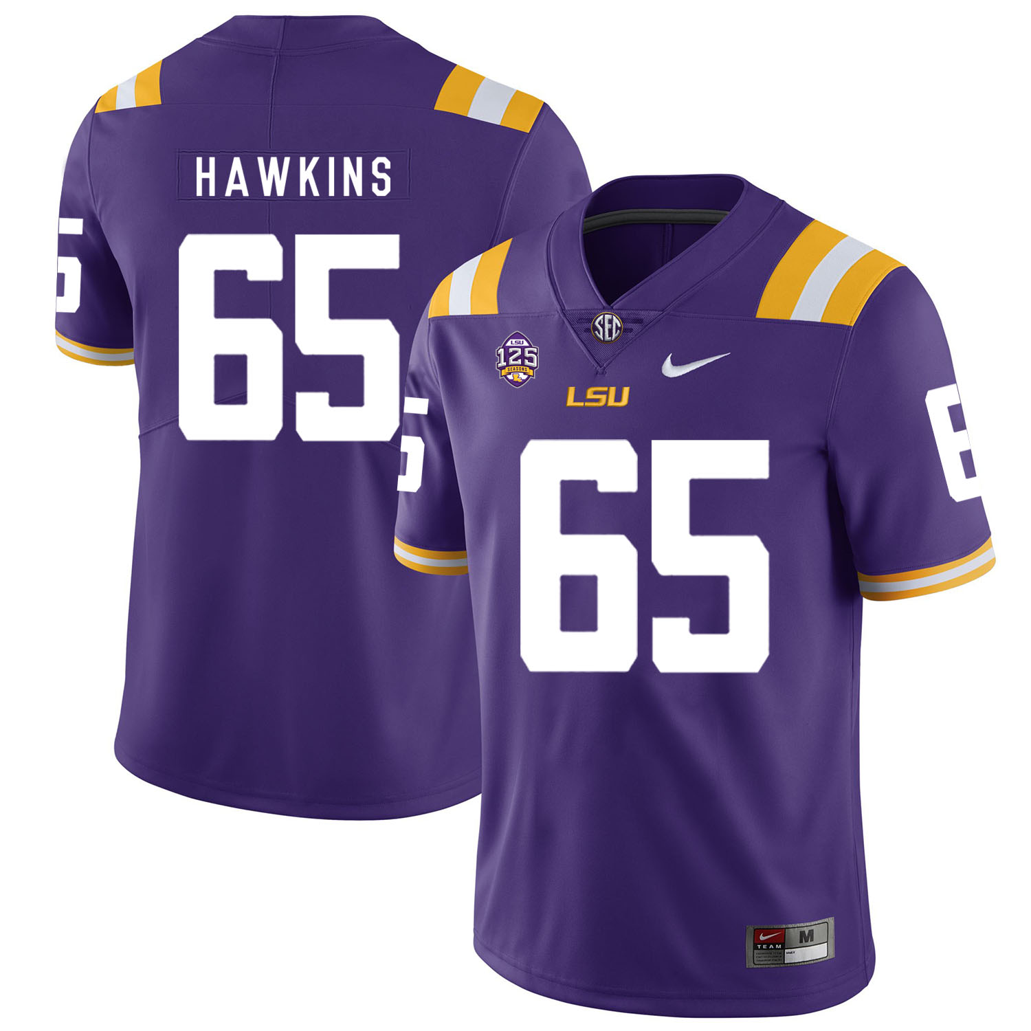 LSU Tigers 65 Jerald Hawkins Purple Nike College Football Jersey