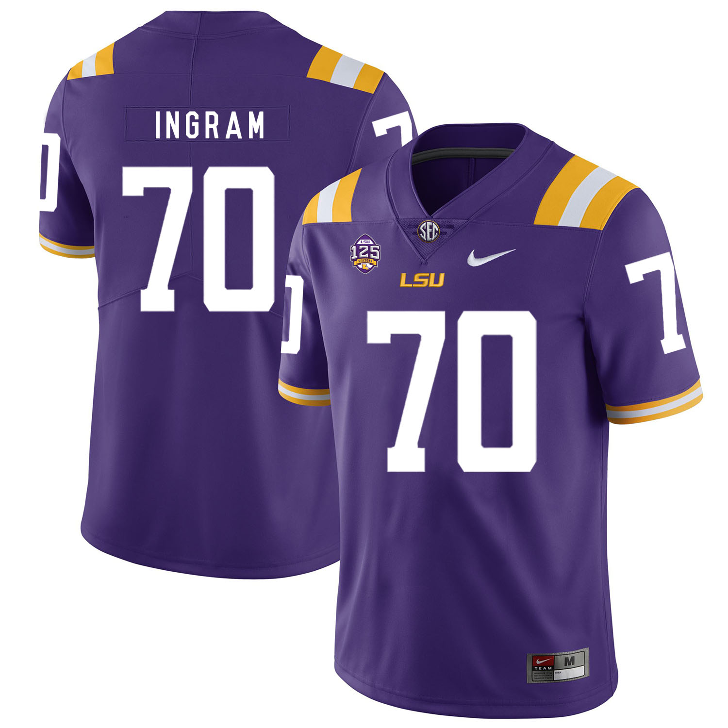 LSU Tigers 70 Edward Ingram Purple Nike College Football Jersey