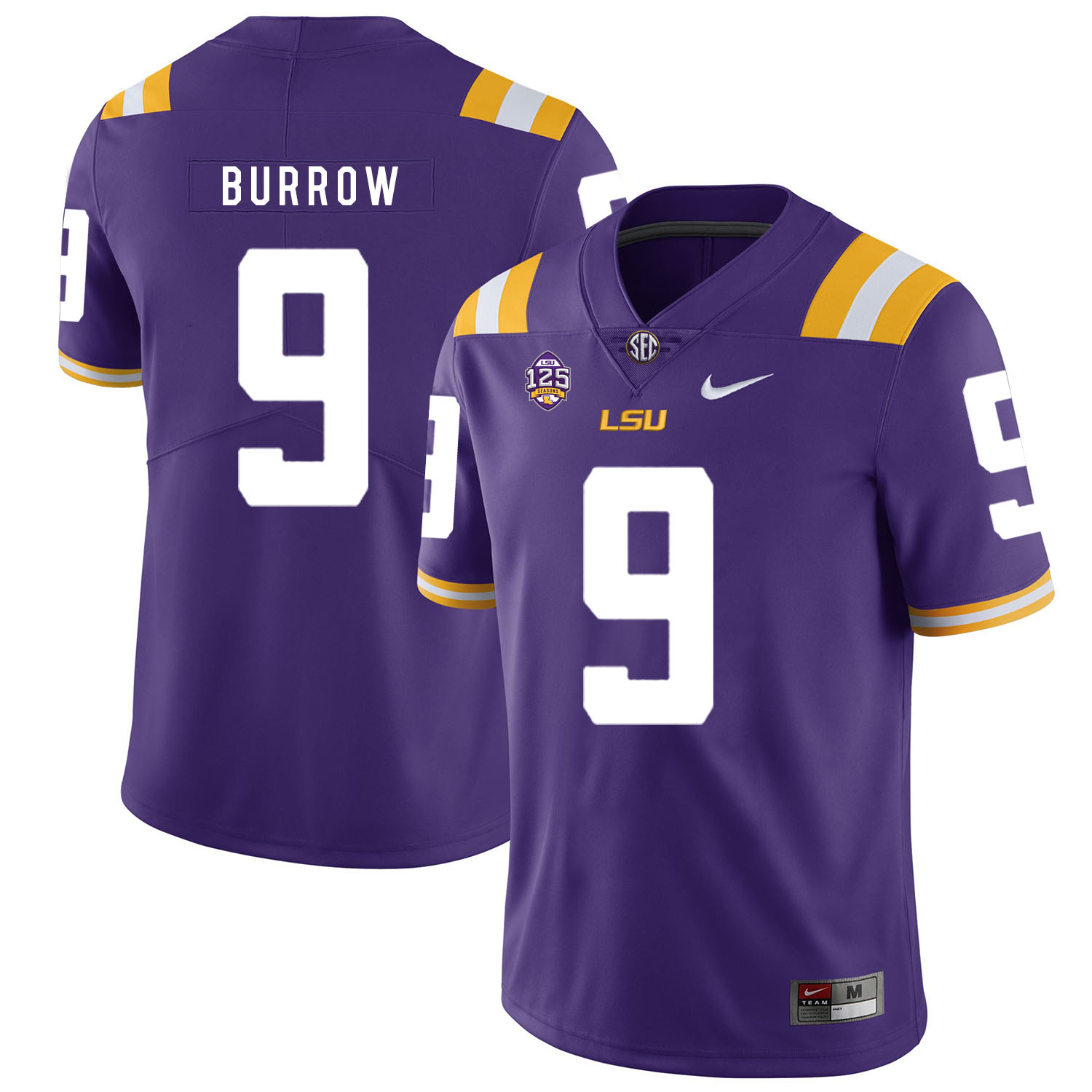 LSU Tigers 9 Joe Burrow Purple Nike College Football Jersey