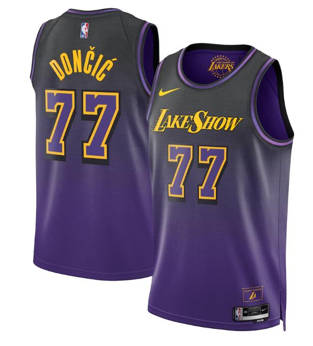 Los Angeles Lakers #77 Luka Don?i? Nike City Edition Swingman Luka Doncic Jersey 2024 - Purple- Unisex