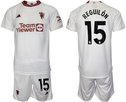 Manchester United 2nd away white 15# REGUILON 2023-24 suit soccer jerseys