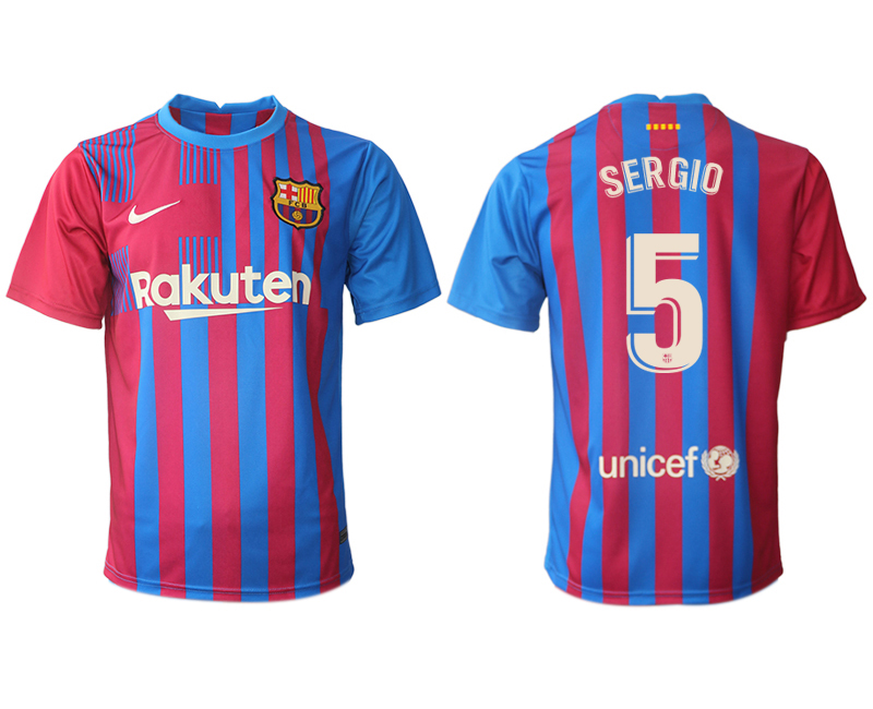 Men 2021-2022 Club Barcelona home aaa version red 5 SERGIO Nike Soccer Jerseys