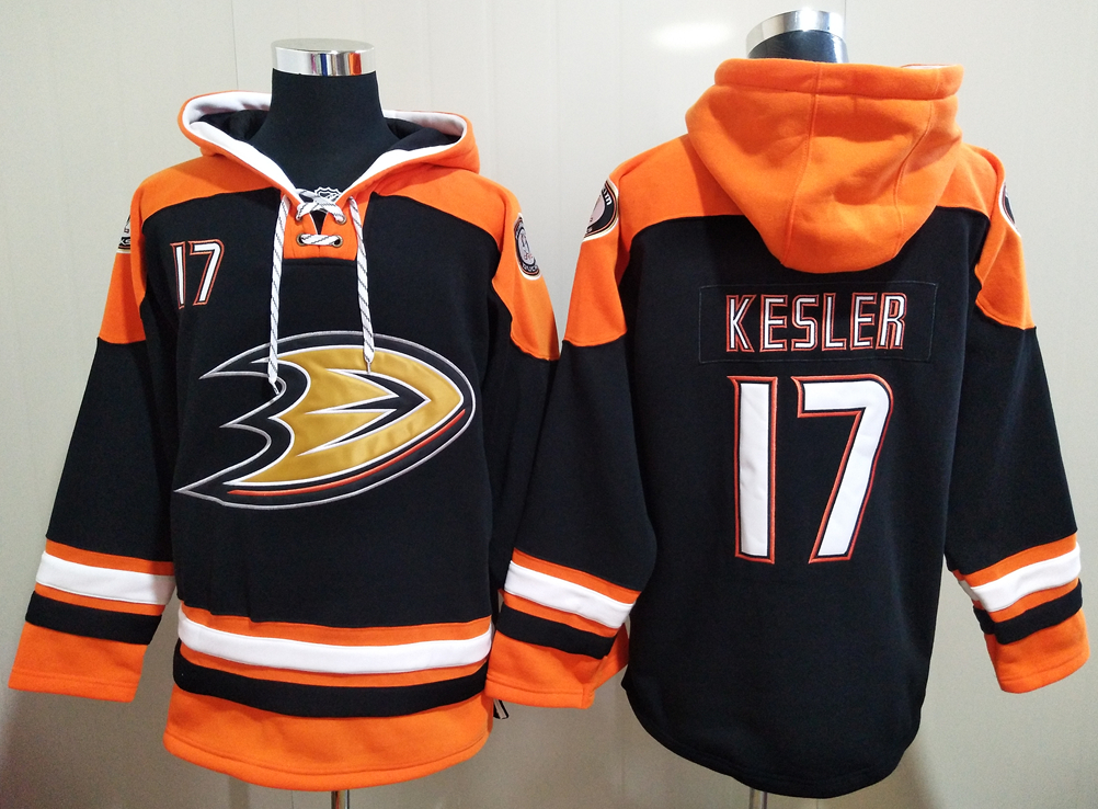 Men's Anaheim Ducks #17 Ryan Kesler Black All Stitched Hooded Sweatshirt Ageless Must-Have Lace-Up Pullover Hoodie