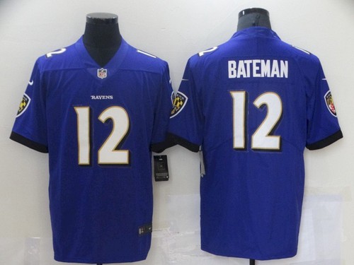 Men's Baltimore Ravens #12 Rashod Bateman Purple Leopard Jersey