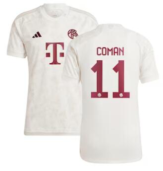 Men's Bayern Munich #11 Kingsley Coman adidas 2023-24 Third Replica Jersey - White