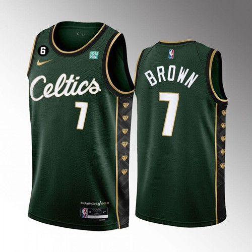 Men's Boston Celtics #7 Jaylen Brown Green 2022-23 City Edition No.6