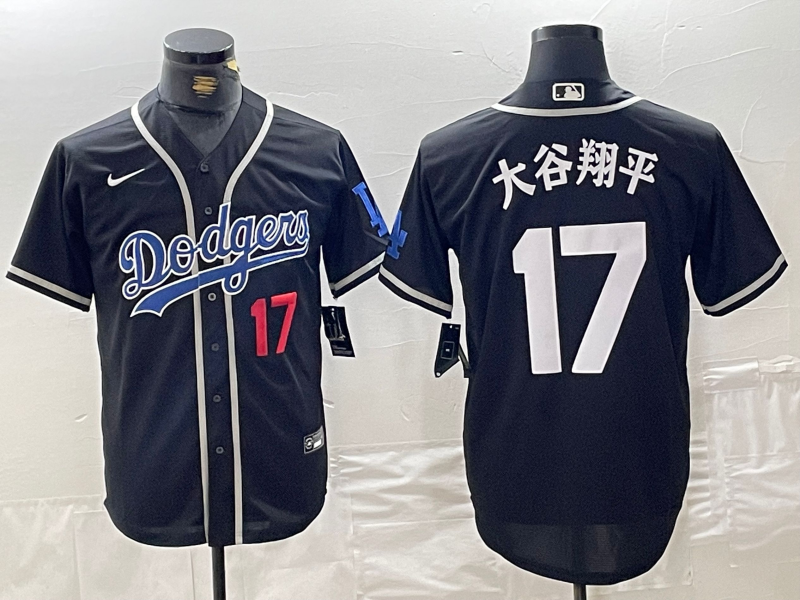 Men's Brooklyn Dodgers #17 大谷翔平 Shohei Ohtani Black Cool Base With Patch Stitched Baseball Jerseys