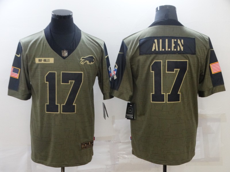 Men's Buffalo Bills #17 Josh Allen Nike Olive 2021 Salute To Service Limited Player  Jersey