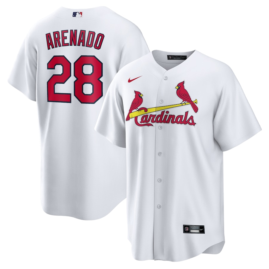 Men's Cardinals 28 Nolan Arenado White Nike Cool Base Jersey