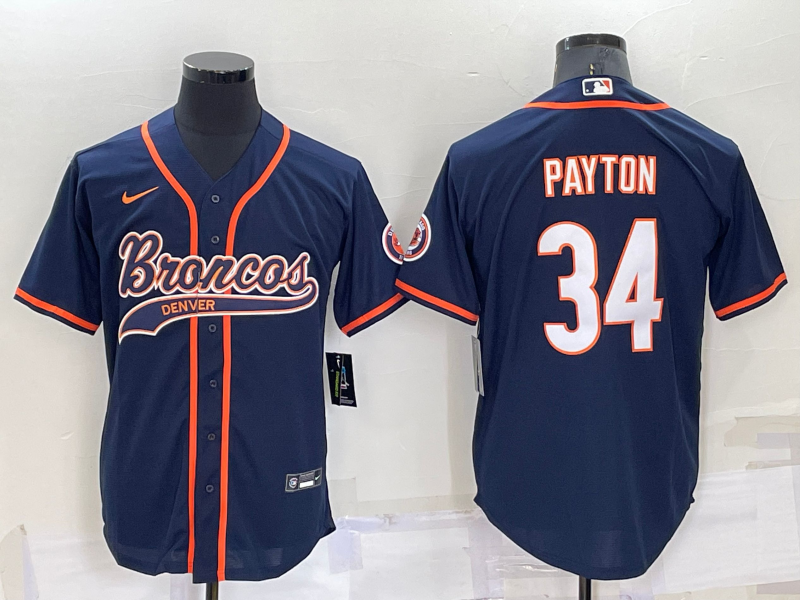 Men's Chicago Bears #34 Walter Payton Navy Blue Stitched MLB Cool Base Nike Baseball Jersey