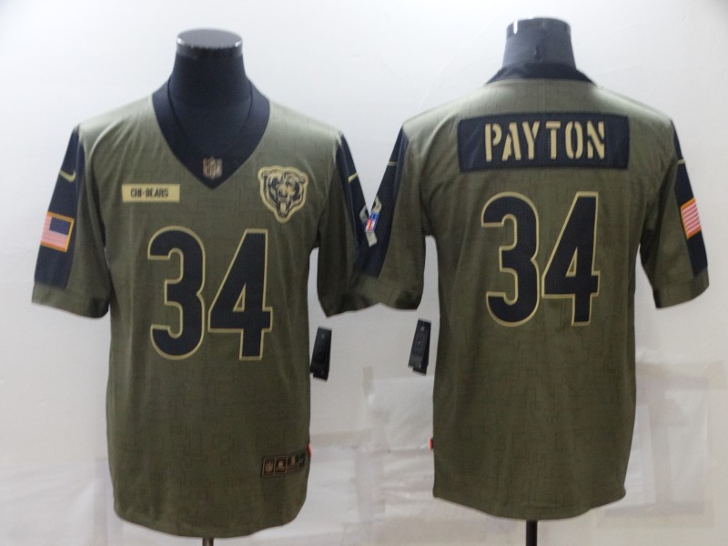 Men's Chicago Bears #34 Walter Payton Nike Olive 2021 Salute To Service Retired Player Limited  Jersey
