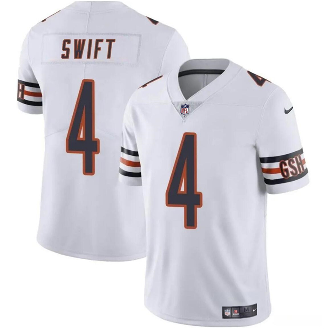 Men's Chicago Bears #4 D'Andre Swift White Vapor Football Stitched Jersey