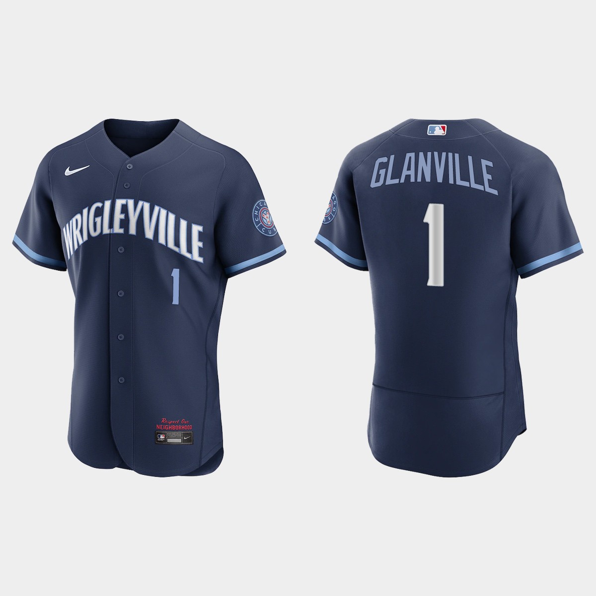 Men's Chicago Cubs #1 Doug Glanville Men's Nike 2021 City Connect Authentic Navy MLB Jersey