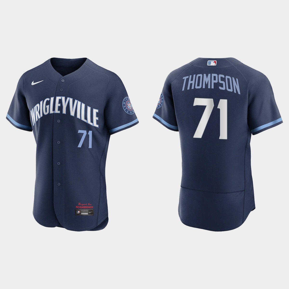 Men's Chicago Cubs #71 Keegan Thompson Men's Nike 2021 City Connect Authentic Navy MLB Jersey