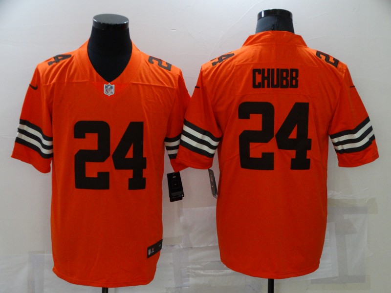 Men's Cleveland Browns #24 Nick Chubb Orange 2021 Inverted Legend Stitched Nike Limited Jersey