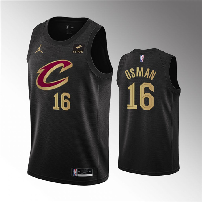 Men's Cleveland Cavaliers #16 Cedi Osman Black Statement Edition Stitched Basketball Jerse