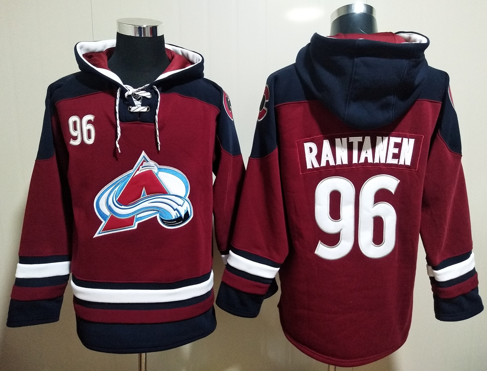 Men's Colorado Avalanche #96 Mikko Rantanen Dark Red All Stitched Hooded Sweatshirt Ageless Must-Have Lace-Up Pullover Hoodie