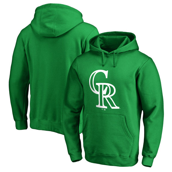 Men's Colorado Rockies Fanatics Branded Kelly Green St. Patrick's Day White Logo Pullover Hoodie